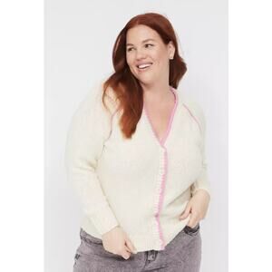 Lane Bryant Cardigan Sweater Womens 26W 28W Varsity Preppy Swiftie Lover